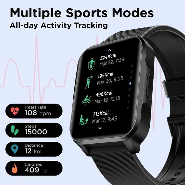 Alt view image 3 of 4 - Motorola Moto Watch 70 - Health and Fitness Bluetooth Smartwatch Black MOSWZ70-P