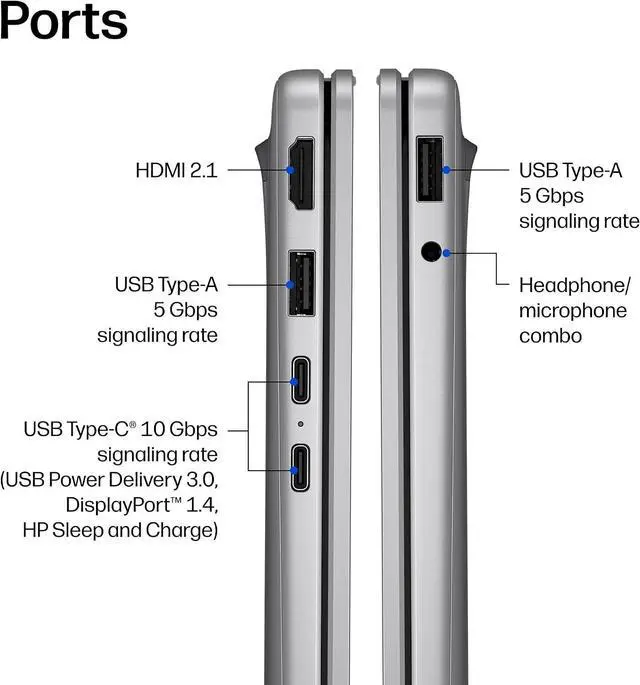 Alt view image 2 of 5 - HP 14 OmniBook 3 Next Gen AI Laptop 2K OLED Snapdragon X 16GB 256GB - Silver 14-HZ0688CL
