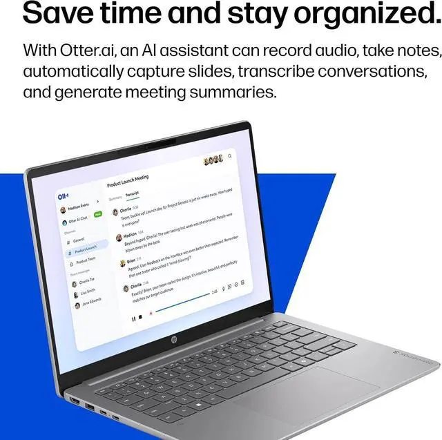 Alt view image 5 of 5 - HP 14 OmniBook 3 Next Gen AI Laptop 2K OLED Snapdragon X 16GB 256GB - Silver 14-HZ0688CL