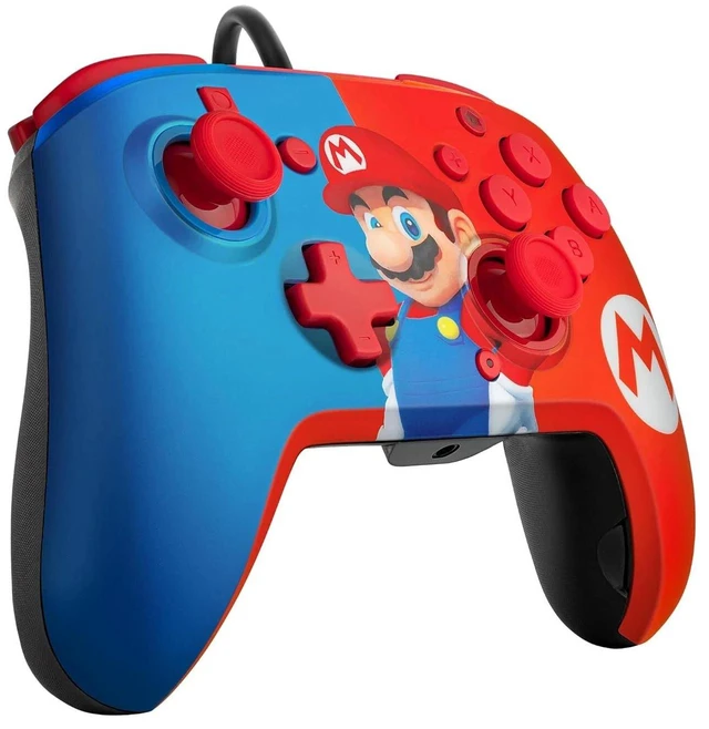 Alt view image 2 of 5 - PDP Gaming Faceoff Deluxe+ Wired - Red/Blue Mario Design - No Addl Joystick