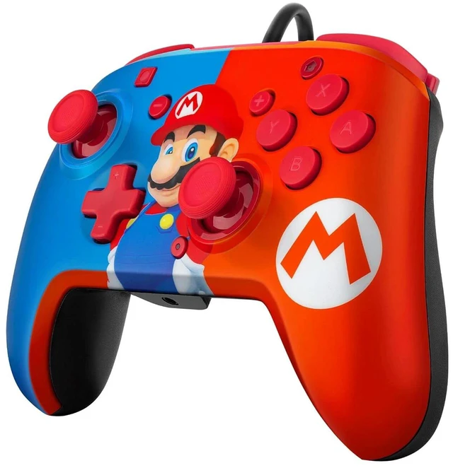 Alt view image 3 of 5 - PDP Gaming Faceoff Deluxe+ Wired - Red/Blue Mario Design - No Addl Joystick