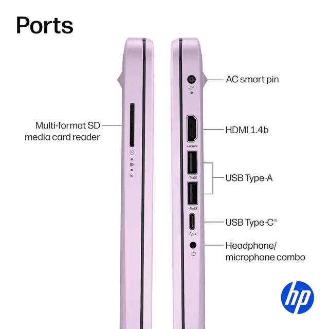 Alt view image 4 of 5 - HP 14-dq6104dx Laptop, 14" HD Display, Intel Core N150 Upto 3.6GHz, 4GB RAM, 128GB eMMC, Windows 11 Pro