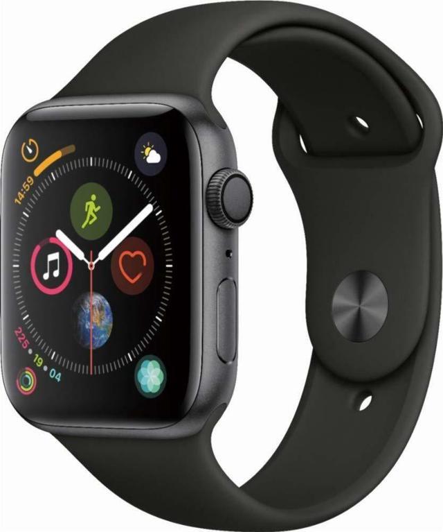 Refurbished Apple Watch Series 4 44mm Space Gray Aluminum Case Black Sport Band GPS MU6D2LL A Newegg