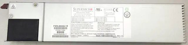 Main image of Supermicro PWS-2K04A-1R Power Supply - AC-DC 2000W, Titanium Level, Redundancy, 1U, PMBus 1.2
