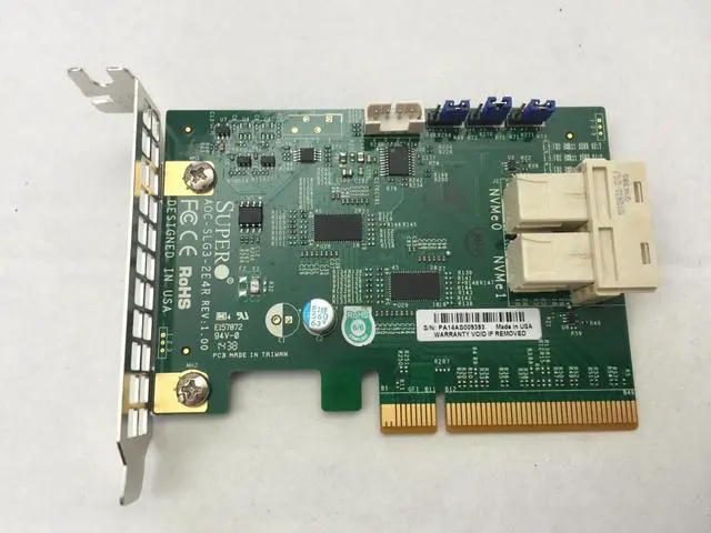Main image of Supermicro AOC-SLG3-2E4R NVMe AOC card, Standard LP, 2 internal NVMe ports, x4 per port, Gen-3