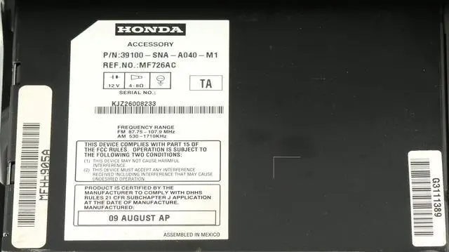 Alt view image 6 of 6 - Honda Civic 2006-11 Radio AM FM CD Player 39100-SNA-A040-M1 Face Code 2AM0