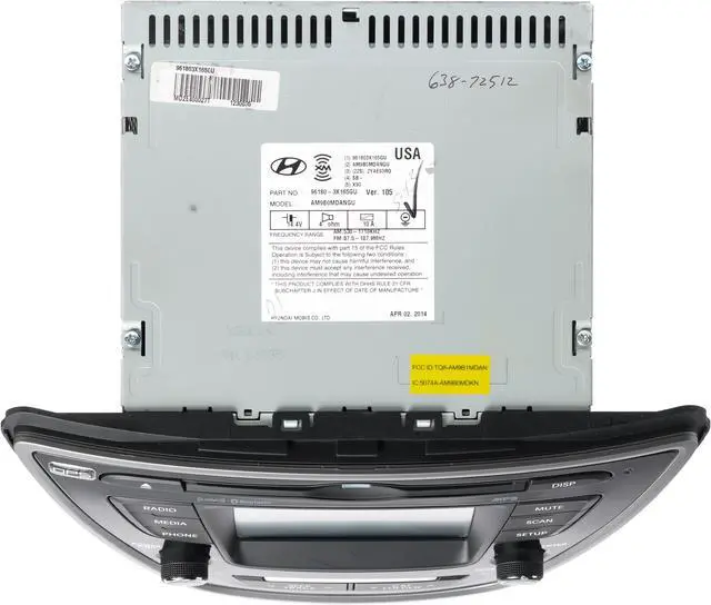 Alt view image 6 of 6 - 2014-16 Hyundai Elantra AM FM XM MP3 Bluetooth w/ Single-Disc CD 96180-3X165GU