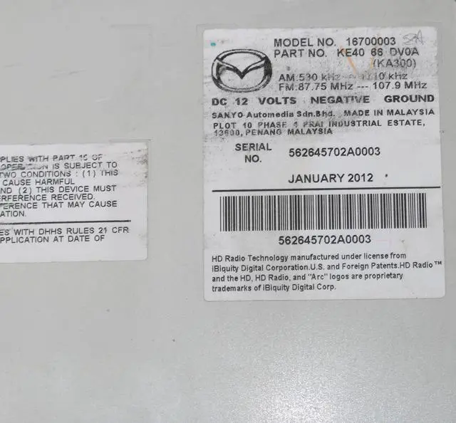 Alt view image 5 of 5 - 2013-2014 Mazda CX-5 AM FM Radio mp3 CD Satellite Capable KE4066DV0A