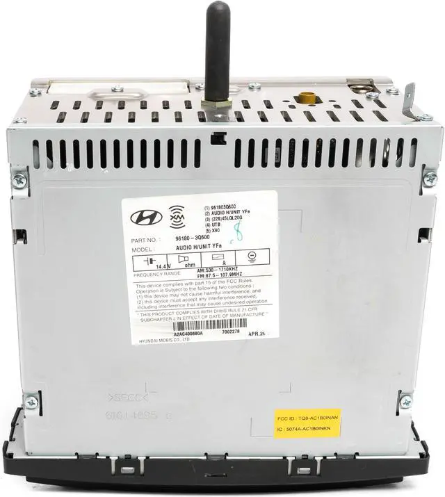 Alt view image 6 of 6 - Hyundai Sonata 2012-2015 Radio AM FM mp3 Single Disc CD w XM 96180-3Q6004X