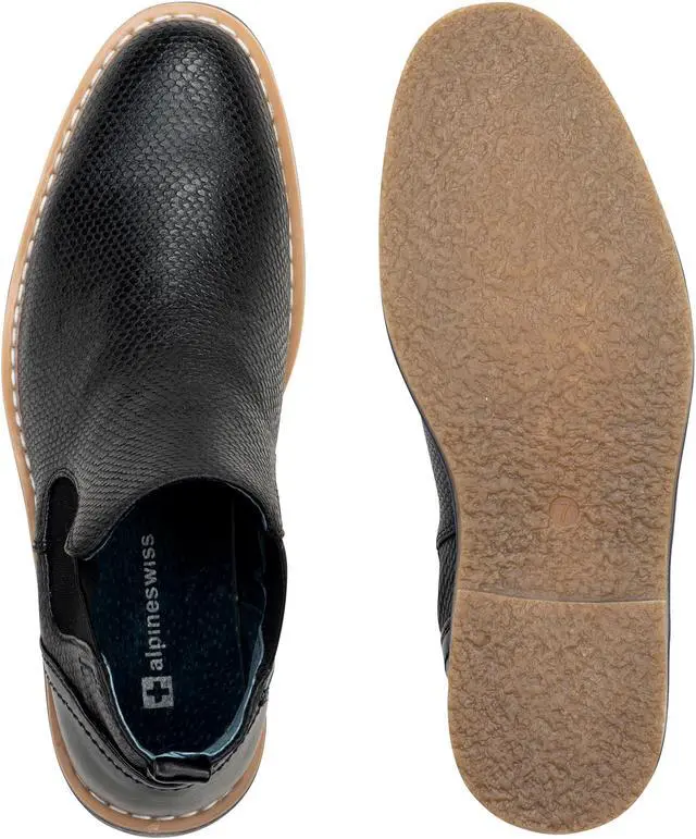 Alt view image 3 of 7 - Alpine Swiss Mens Nash Chelsea Boots Snakeskin Ankle Boot Genuine Leather Lined