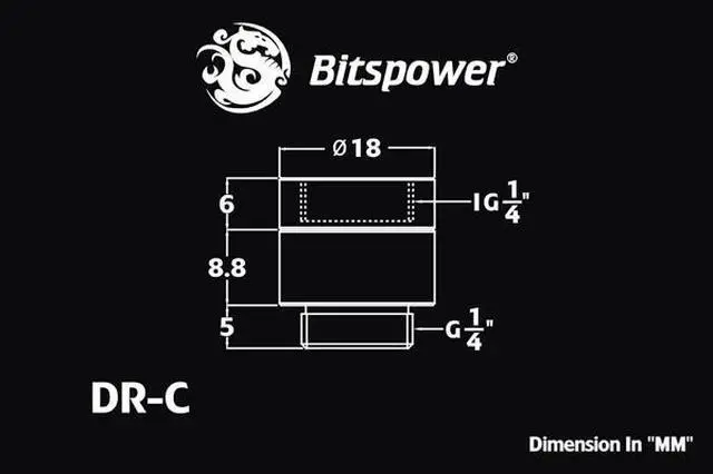 Alt view image 4 of 9 - Bitspower Anti-Twist Adapter Fitting, Matte Black