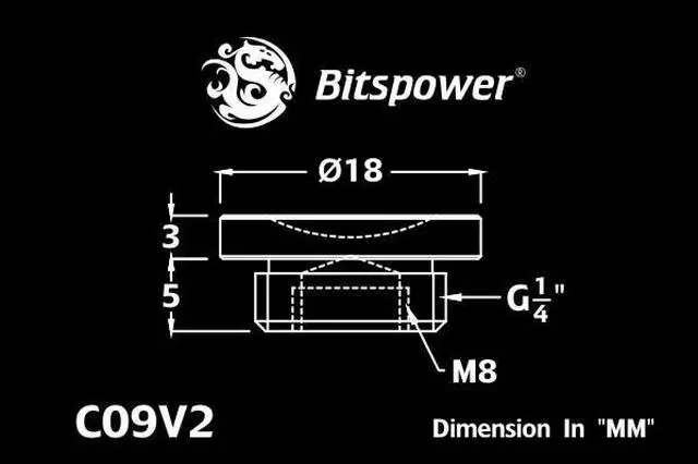 Alt view image 5 of 10 - Bitspower G1/4" Low-Profile Stop Fitting V2, Matte Black