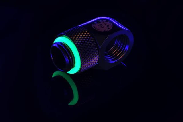 Alt view image 2 of 12 - Bitspower G1/4" Male to Female Extender Fitting, 90? Rotary, Matte Black