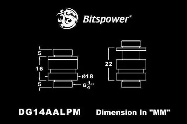Alt view image 3 of 6 - Bitspower G1/4" Adjustable Aqua Link Pipe (16-22mm), Matte Black