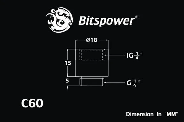 Alt view image 3 of 9 - Bitspower G1/4" Male to Female Extender Fitting, 15mm, Matte Black