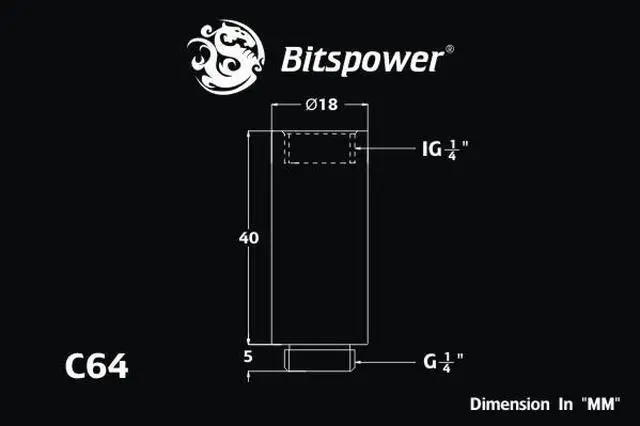 Alt view image 3 of 9 - Bitspower G1/4" Male to Female Extender Fitting, 40mm, Matte Black