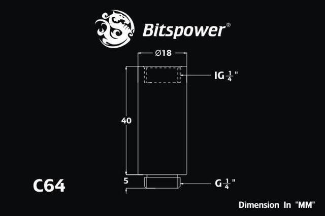 Alt view image 3 of 7 - Bitspower G1/4" Male to Female Extender Fitting, 40mm, Silver Shining