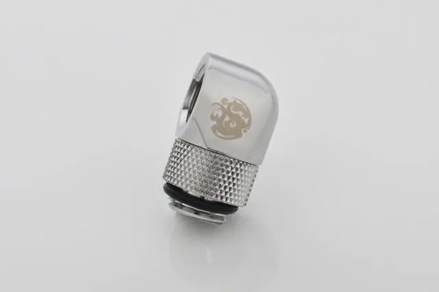 Alt view image 4 of 11 - Bitspower G1/4" Male to Female Extender Fitting, 90? Rotary, Silver Shining
