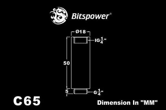 Alt view image 3 of 7 - Bitspower G1/4" Male to Female Extender Fitting, 50mm, Black Sparkle
