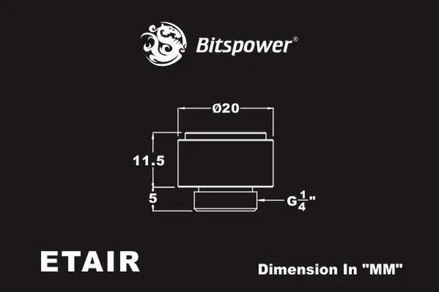 Alt view image 2 of 6 - Bitspower G1/4" Air Exhaust Fitting, Black Sparkle