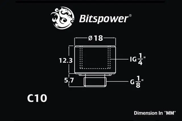 Alt view image 3 of 4 - Bitspower BP-BSWP-C10 G1/8" Black Sparkle G1/8" To IG1/4" Adapter