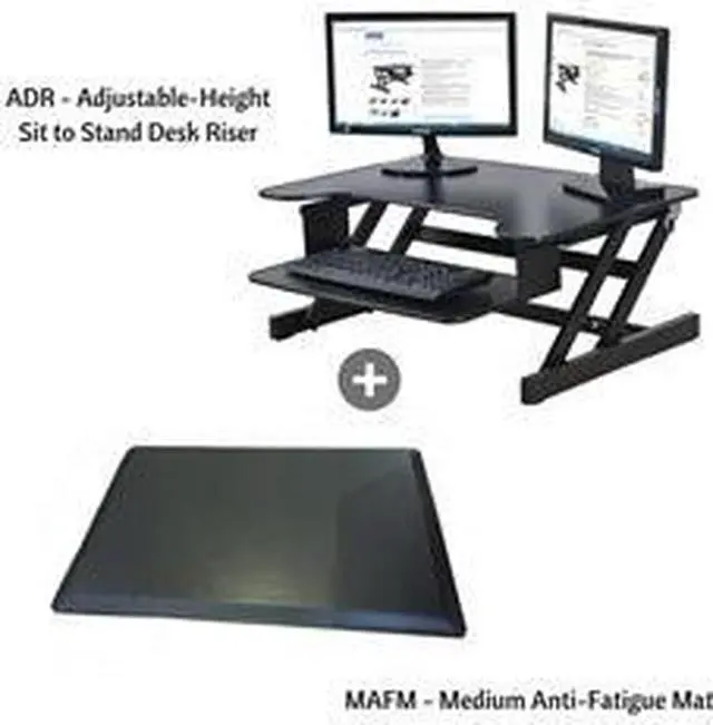 Alt view image 6 of 6 - Rocelco Height Adjustable Standing Desk Riser with Medium Anti-Fatigue Mat