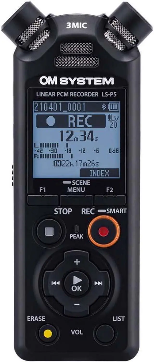 Alt view image 2 of 9 - Olympus LS-P5 16GB High-Resolution Audio Recorder, Black #V409180BG000