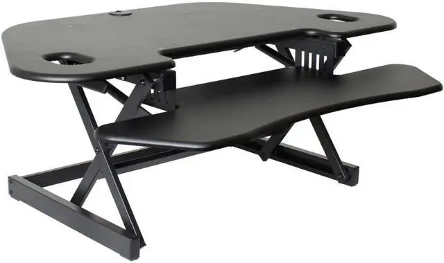 Main image of Rocelco Corner Adjustable Desk Riser 46" Wide with Extended Vertical Range (Black)