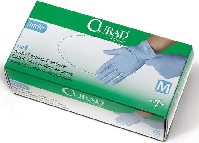 Alt view image 4 of 7 - CURAD Nitrile Exam Gloves,Blue,Large - 150 Each