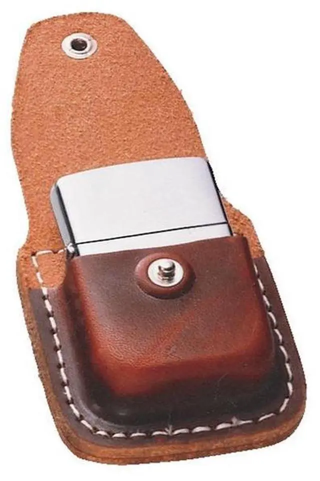 Alt view image 4 of 9 - Zippo ZO17020 Lighter Lighter Pouch Brown Leather Attaches To Belt W/ Clip Light