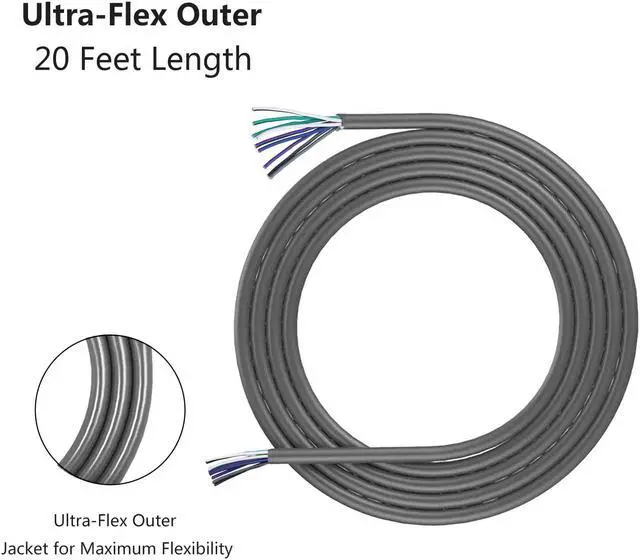 Alt view image 4 of 5 - Recoil 20-Feet 9-Conductor Speaker Cable, 18AWG Pure OFC, Ultra-Flex and Easy Peel Jacket, 4-Channel Speaker Wire and Remote Wire