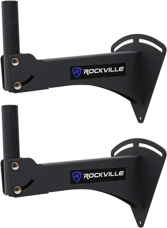 Main image of Rockville RPW20 Pair Adjustable Wall Mount Brackets for PA Speakers, 110 lbs Load, 55 Degree Horizontal & 45 Degree Vertical Angle, 13" Wall Offset, Heavy-Duty Steel for Pro Audio & Home Theater