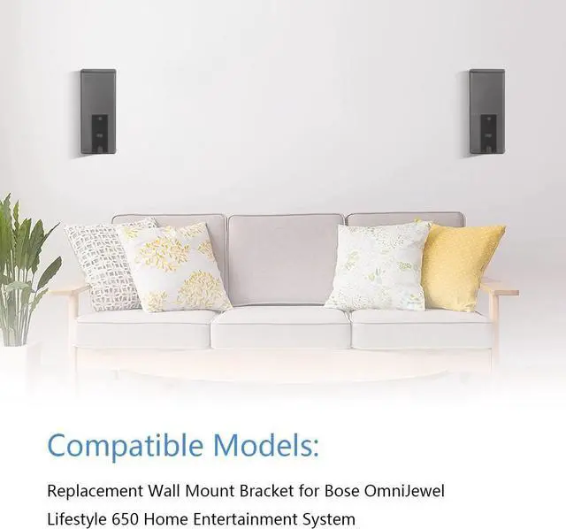 Alt view image 3 of 5 - Tendodo 1 Pair of Black Wall Mount Brackets Replacement for Bose 752341-0010 OmniJewel Wall Bracket Compatible with Bose Lifestyle 650 Home Entertainment System and Bose Surround Speakers 700