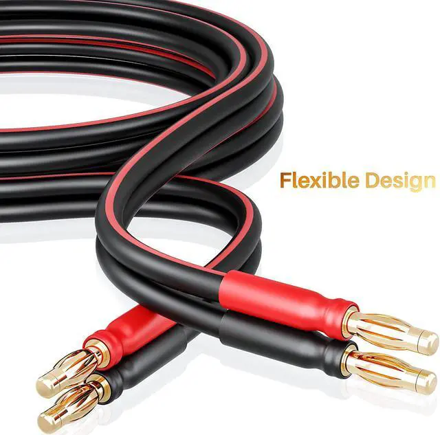 Alt view image 2 of 7 - 14 AWG Speaker Cable with Banana Plugs 14Ga Banana Wire for Bi-Wire Bi-Amp HiFi Surround Sound
