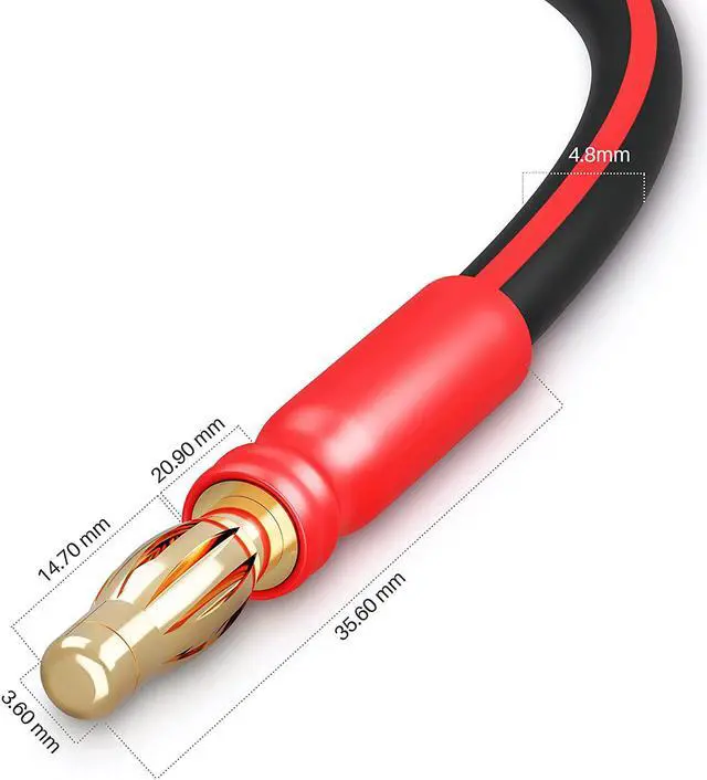 Alt view image 4 of 7 - 14 AWG Speaker Cable with Banana Plugs 14Ga Banana Wire for Bi-Wire Bi-Amp HiFi Surround Sound