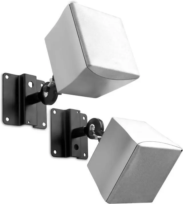 Alt view image 2 of 6 - Mount-It! Speaker Mount for Wall and Ceiling, Low Profile Heavy Duty, Anti-Theft, Universal for Channel Surround Sound and Satellite Speakers, Black, 2 Mounts