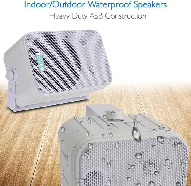 Alt view image 6 of 7 - Indoor / Outdoor Waterproof Speaker System - 5.25 Inch Pair of Weatherproof Wall/Ceiling Mounted Speakers with Heavy Duty Mesh Covers, 200 Watts RMS, Universal Mount - PDWR40W (White)