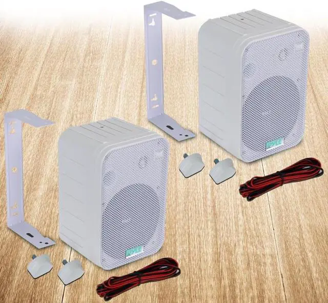 Alt view image 3 of 7 - Indoor / Outdoor Waterproof Speaker System - 5.25 Inch Pair of Weatherproof Wall/Ceiling Mounted Speakers with Heavy Duty Mesh Covers, 200 Watts RMS, Universal Mount - PDWR40W (White)