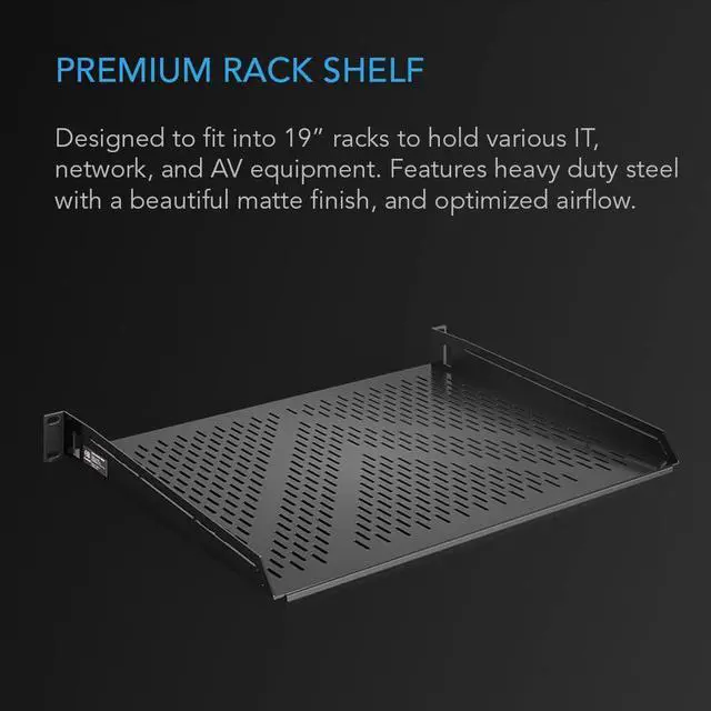 Alt view image 2 of 6 - AC Infinity Vented Cantilever 1U Universal Rack Shelf, 14" Deep, for 19" Equipment Racks. Heavy-Duty 2.4mm Cold Rolled Steel, 60lbs Capacity