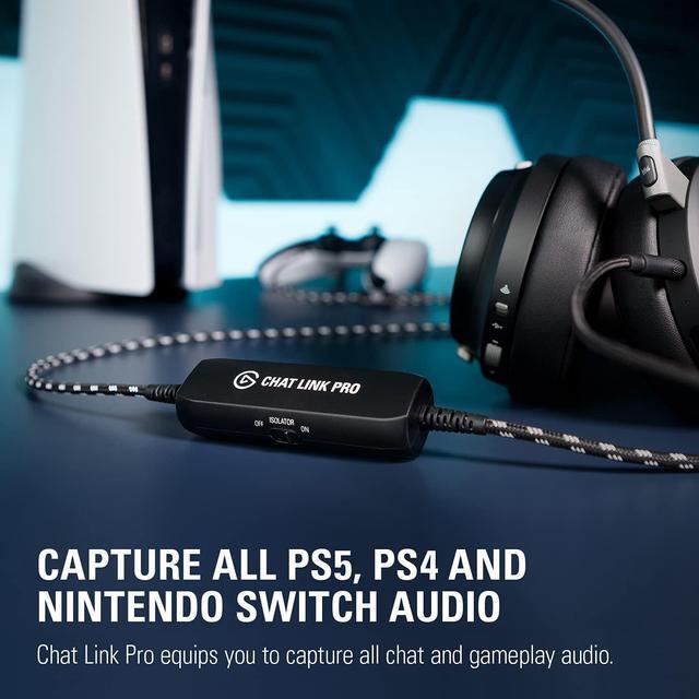 Alt view image 2 of 7 - Elgato Chat Link Pro - Audio Adapter, for PS5, PS4, Nintendo Switch, Capture Voice Chat, Gameplay Sound, Extra Long Cable, Black
