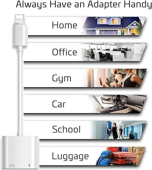 Alt view image 5 of 7 - MFi Certified 2 Pack Lightning to 3.5mm Headphones Jack Adapter for iPhone Dongle 2 in 1 Charger and Aux Audio Splitter Adapter Compatible with iPhone 14 13 12 11 XS XR 8 7