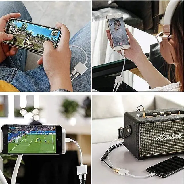 Alt view image 7 of 7 - MFi Certified 2 Pack Lightning to 3.5mm Headphones Jack Adapter for iPhone Dongle 2 in 1 Charger and Aux Audio Splitter Adapter Compatible with iPhone 14 13 12 11 XS XR 8 7