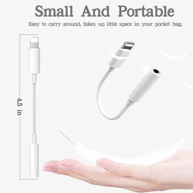 Alt view image 5 of 7 - MFi Certified 2 Pack Lightning to 3.5mm Headphone Aux Audio Jack Adapter iPhone Dongle Cable Earphones Headphones Converter Compatible with iPhone 13 12 11 Pro X XR XS Max 8 7 (3)