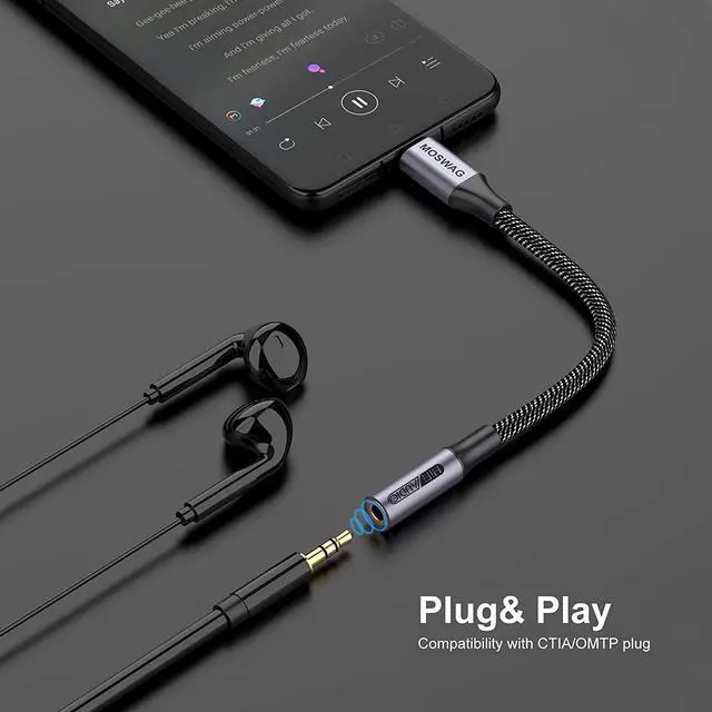 Alt view image 2 of 6 - USB Type C to 3.5mm Headphone Jack Adapter Audio Adapter USB C to Aux Dongle Cable Cord for iPhone 15 Plus/15 Pro Max  Galaxy S23 S22 Ultra S20+ Note 20 10 Pixel 7 6 5 4 and More