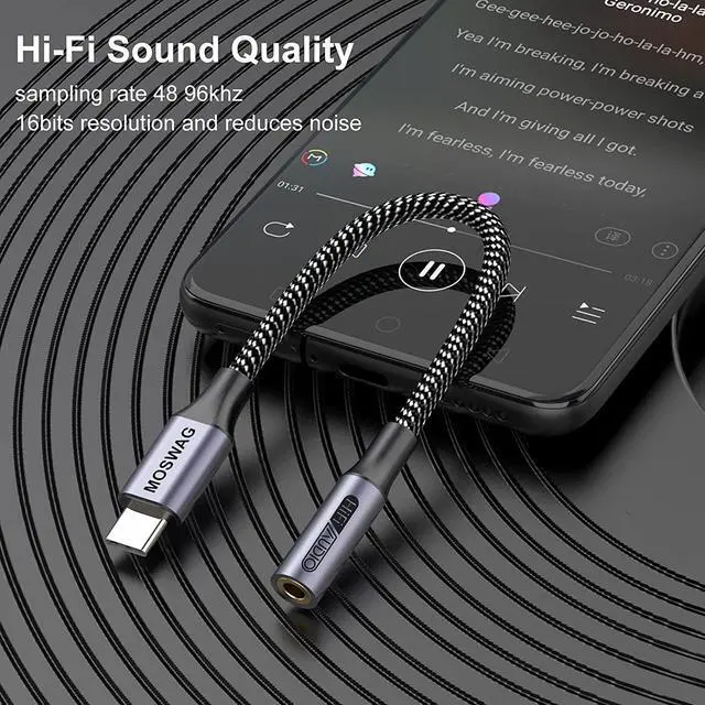 Alt view image 4 of 6 - USB Type C to 3.5mm Headphone Jack Adapter Audio Adapter USB C to Aux Dongle Cable Cord for iPhone 15 Plus/15 Pro Max  Galaxy S23 S22 Ultra S20+ Note 20 10 Pixel 7 6 5 4 and More