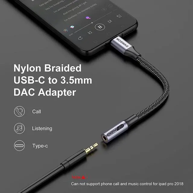Alt view image 5 of 6 - USB Type C to 3.5mm Headphone Jack Adapter Audio Adapter USB C to Aux Dongle Cable Cord for iPhone 15 Plus/15 Pro Max  Galaxy S23 S22 Ultra S20+ Note 20 10 Pixel 7 6 5 4 and More