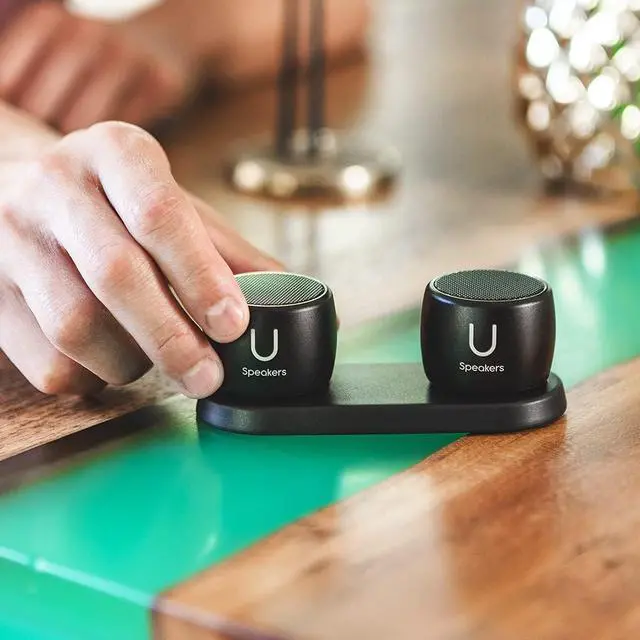 Alt view image 3 of 5 - U Pro Speakers Set of 2 | TWS Wireless Bluetooth Speakers, Incredible Surround Sound, Charging Tray | Perfect for Home, Parties, Activities! Small Speakers, Rich Sound | Black