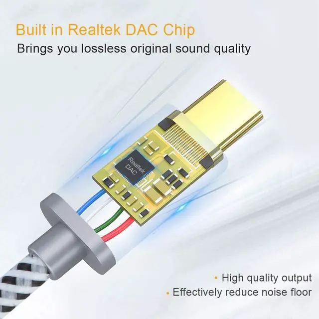 Alt view image 4 of 7 - USB C to 3.5 mm Headphone Adapter, CableCreation 0.33 ft Type C Female Audio Hi-Res DAC Converter Compatible for iPad Pro 2020, Galaxy S20 S21 Ultra Z Flip S20+, Pixel 4 3 2 XL etc. Space Gray