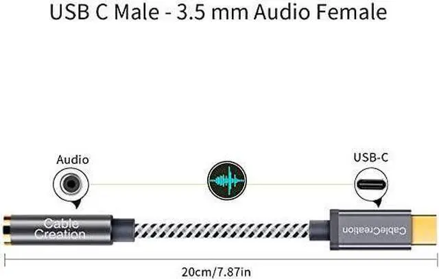 Alt view image 5 of 7 - USB C to 3.5 mm Headphone Adapter, CableCreation 0.33 ft Type C Female Audio Hi-Res DAC Converter Compatible for iPad Pro 2020, Galaxy S20 S21 Ultra Z Flip S20+, Pixel 4 3 2 XL etc. Space Gray