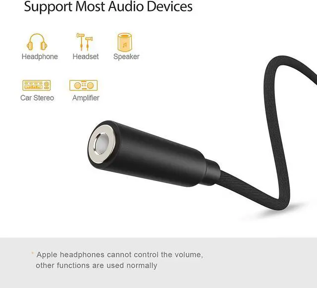 Alt view image 4 of 7 - USB C to 3.5mm Headphone Adapter, CableCreation Type-C to Audio Jack Converter with DAC Chip (384 kHz), Compatible with Galaxy S21 S20+ Ultra, S10 S9 Plus, Pixel 4 3 2 XL, iPad Pro 2020, Black